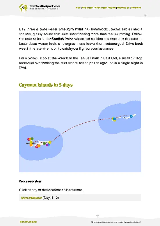 example page 4 from our offline Travel Guide for Cayman Islands